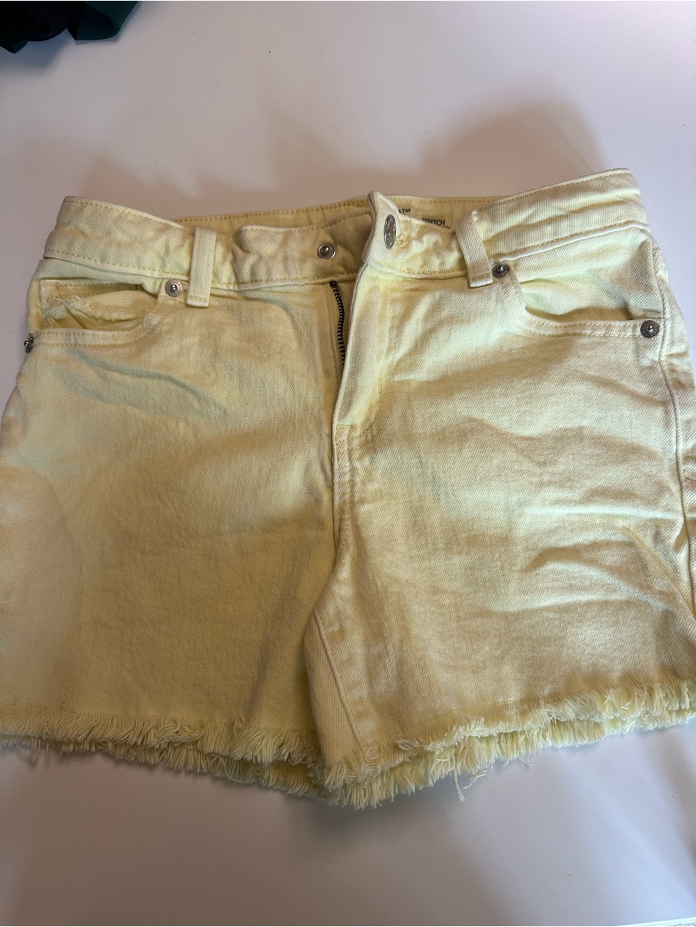 Cat & Jack Pale Yellow Denim Frayed Hem Shorts